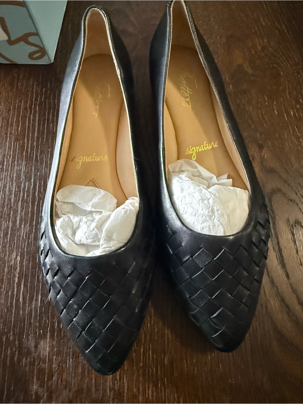 Trotters Black Woven Pointed Toe Flats